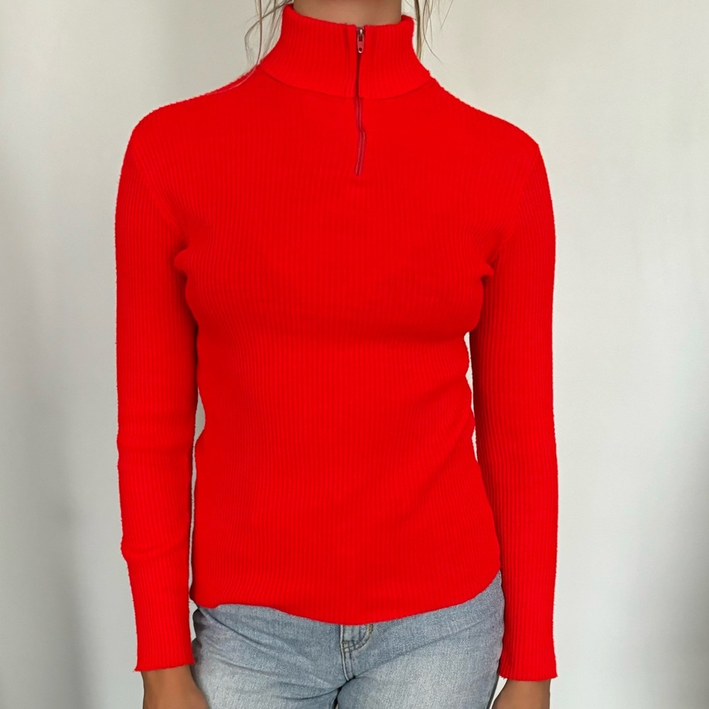Red zip up knit